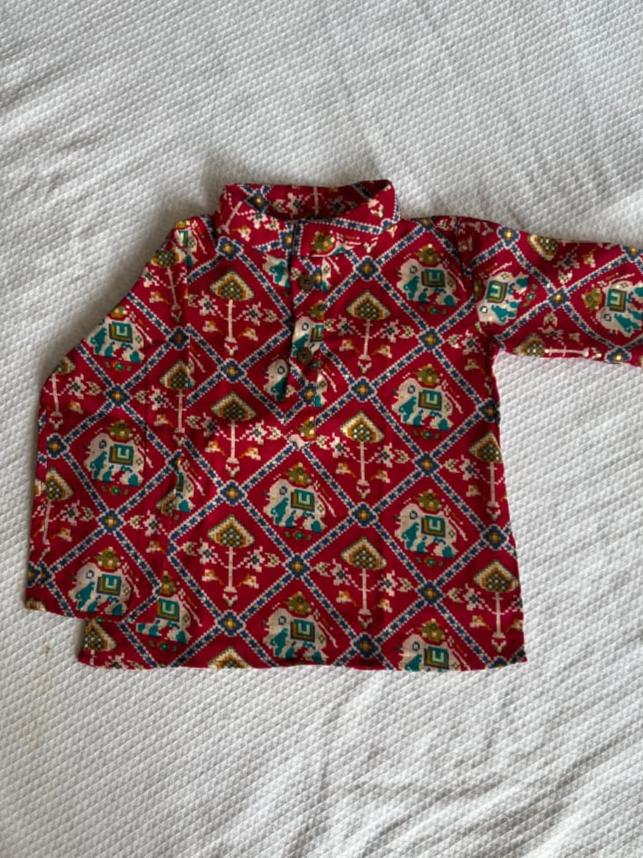 Klingaru Long Kurta - Red Patola Glaze Cotton