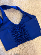Load image into Gallery viewer, Royal Blue Halter Neck Lehenga Set for Girls | Glaze Cotton Ethnic Wear for Kids
