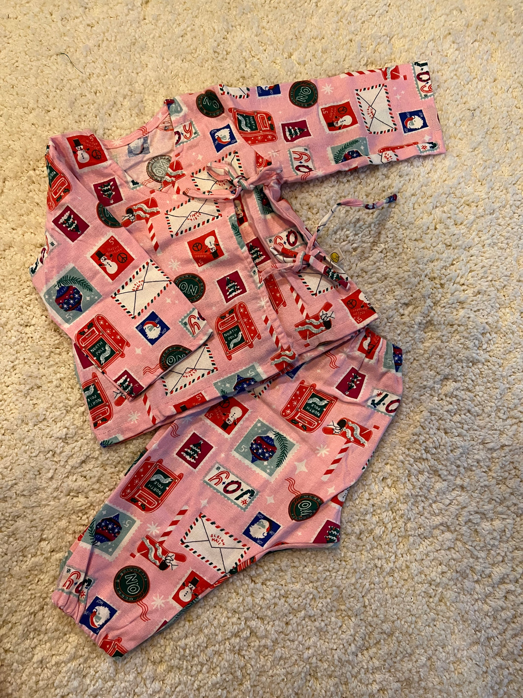 Unisex Jhabla Style Night Suit - Pink Letters