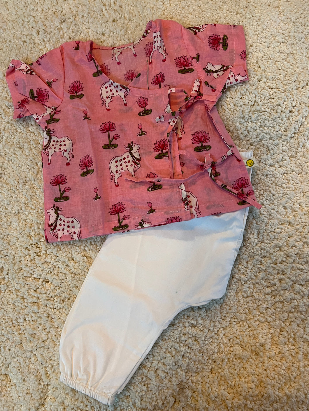 Unisex Newborn Jhabla Set - Pink Pichwai