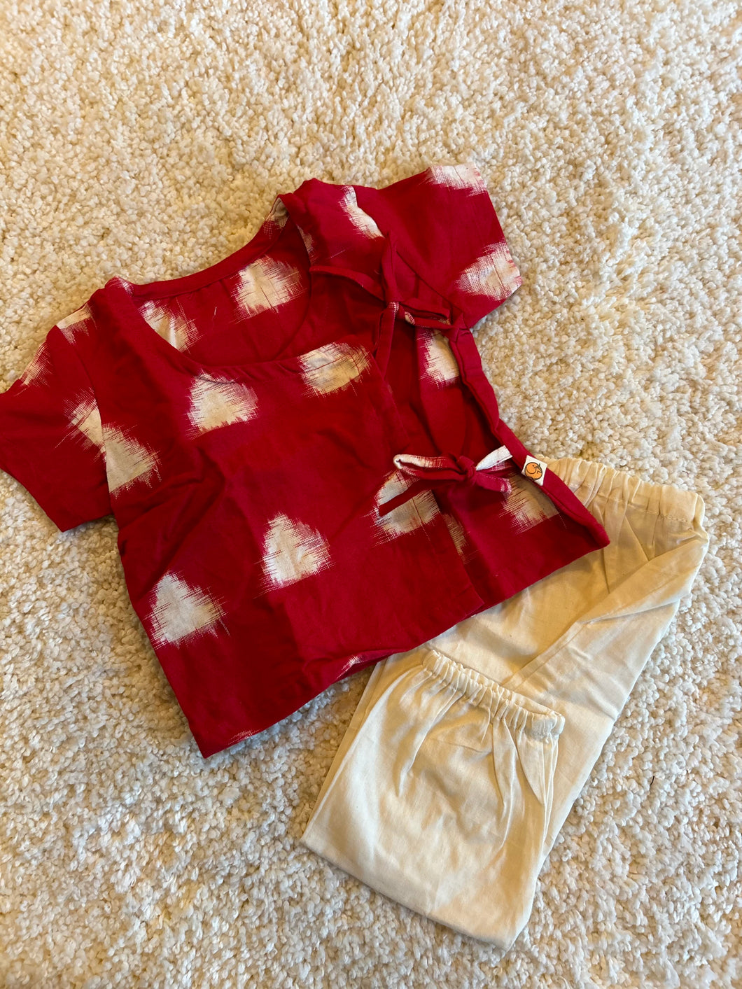 Unisex Newborn Jhabla Set - Red Tikon (0-4 Months)