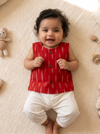 Unisex Newborn Style -  Red Ikat set