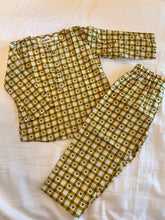 Load image into Gallery viewer, Yellow checks with Heart Cotton Night Suit for Kids
