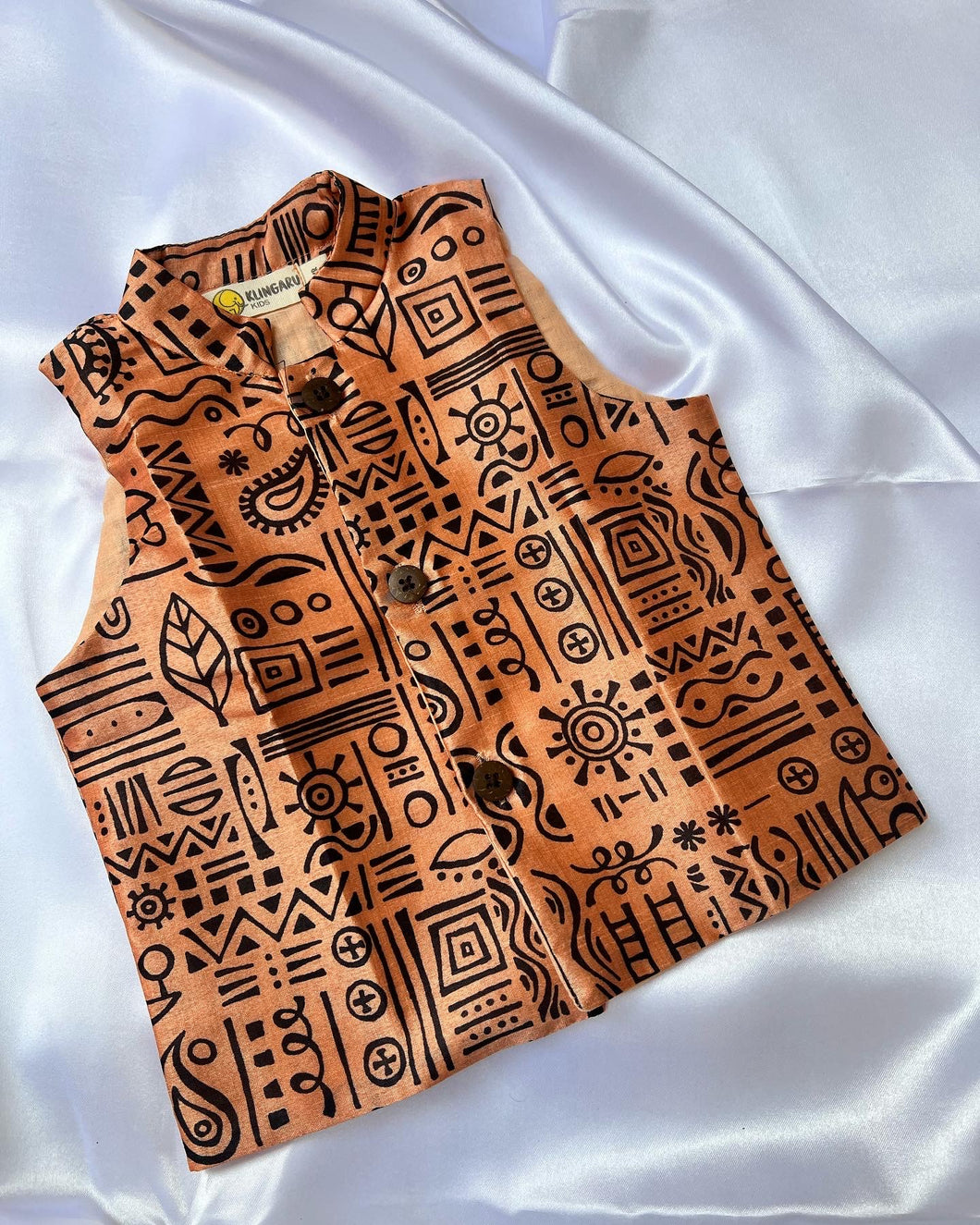 Klingaru Festive - Peach Festive Warli Nehru Jacket