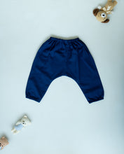 Load image into Gallery viewer, Unisex Newborn Jhabla Set - Offwhite Double Ikat with Blue pant (3-6 Months)
