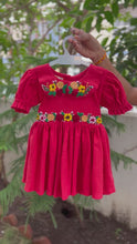 Load and play video in Gallery viewer, Klingaru Frock - Red Frock with Hand Embroidery (PRE ORDER)
