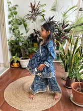 Load image into Gallery viewer, Klingaru Girl Sharara Set - Blue Bandhej  (6mo - 10 Years)
