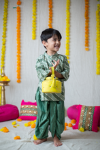 Load image into Gallery viewer, Klingaru Boys Set - Green Stripes with Dhoti
