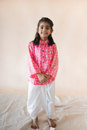 Klingaru Long Kurta Set - Baby Pink Modal Silk with Satin Dhoti